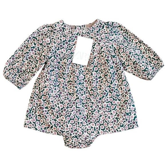 NWT! Zara Floral Print Dress with Boomers Size 9-12M - Picture 1 of 7
